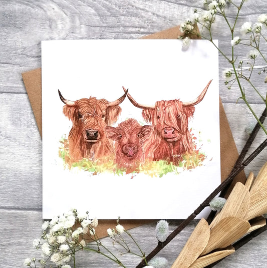 Highland Moos - Greeting Card
