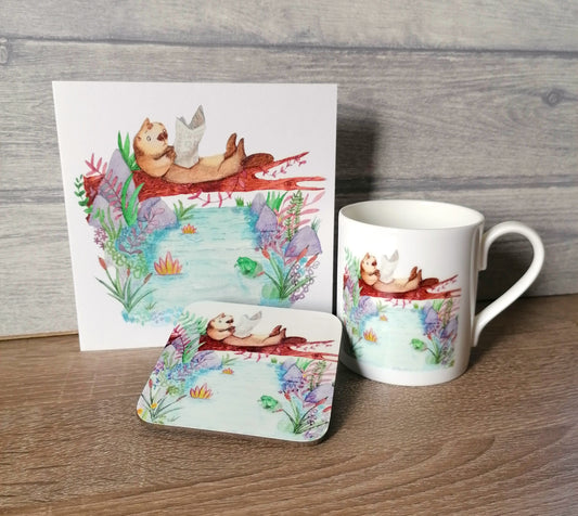 Daily Otter - Mug, Coaster and Card Set