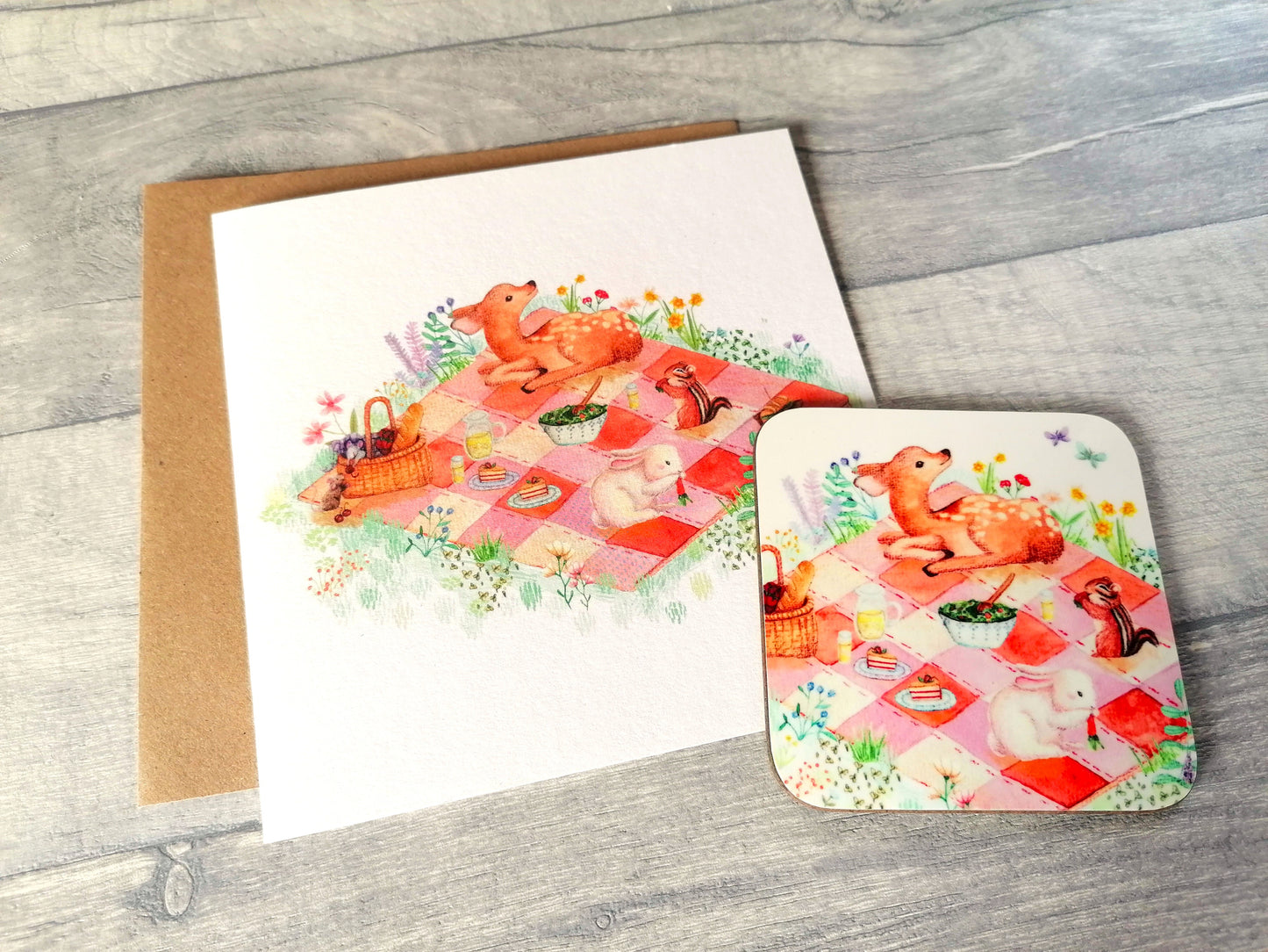 Woodland Picnic - Card and Coaster set