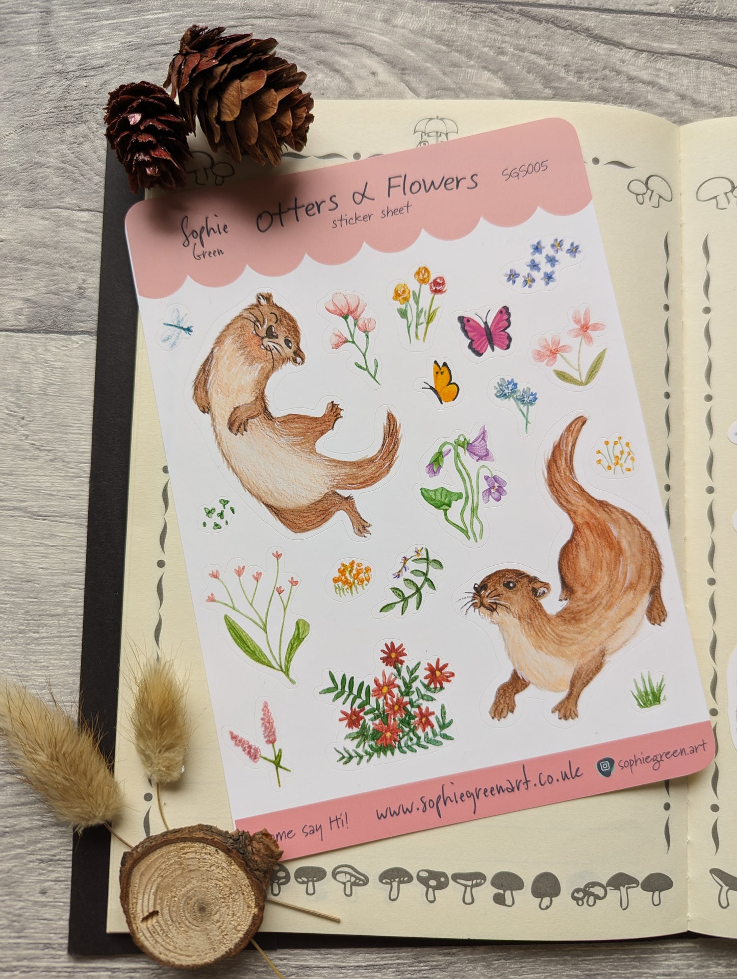 Otters and Flowers - Sticker Sheet