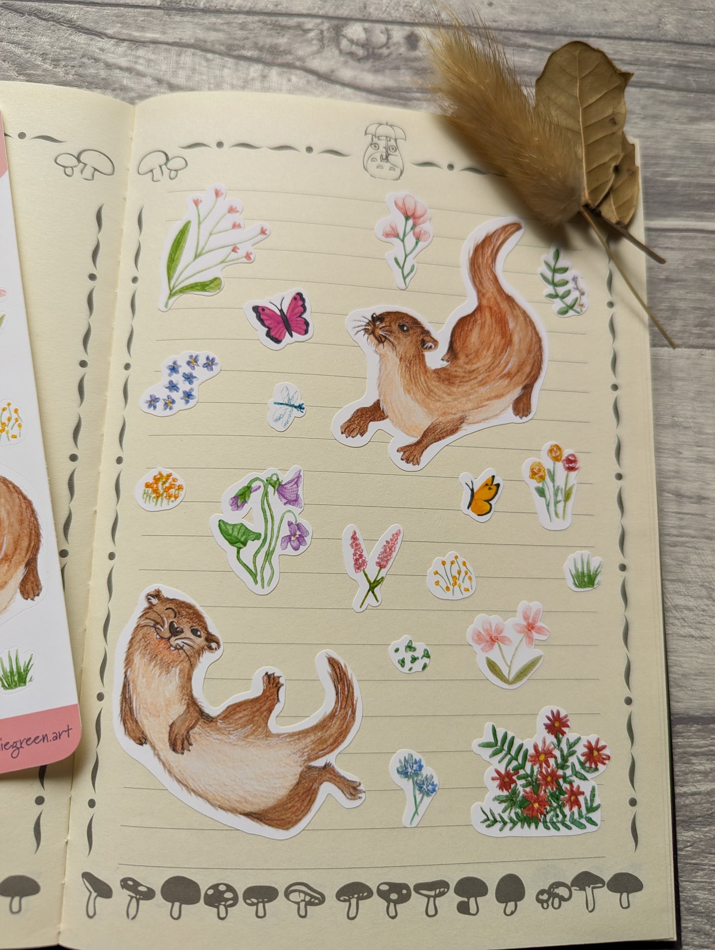 Otters and Flowers - Sticker Sheet