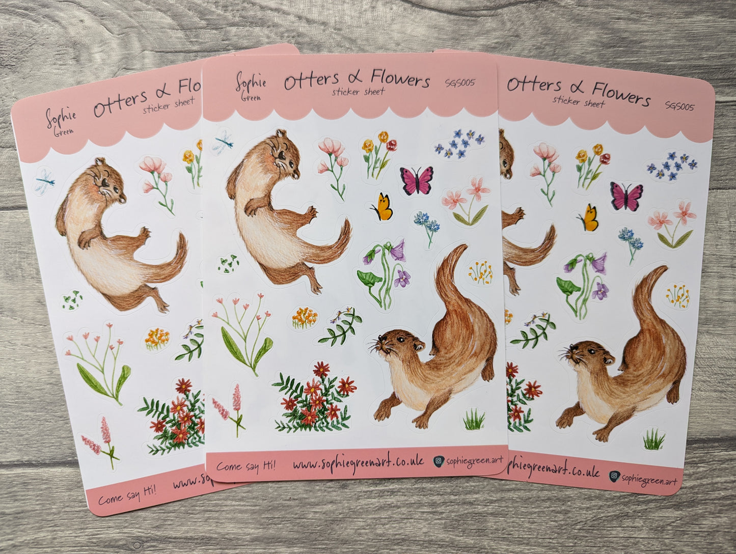 Otters and Flowers - Sticker Sheet