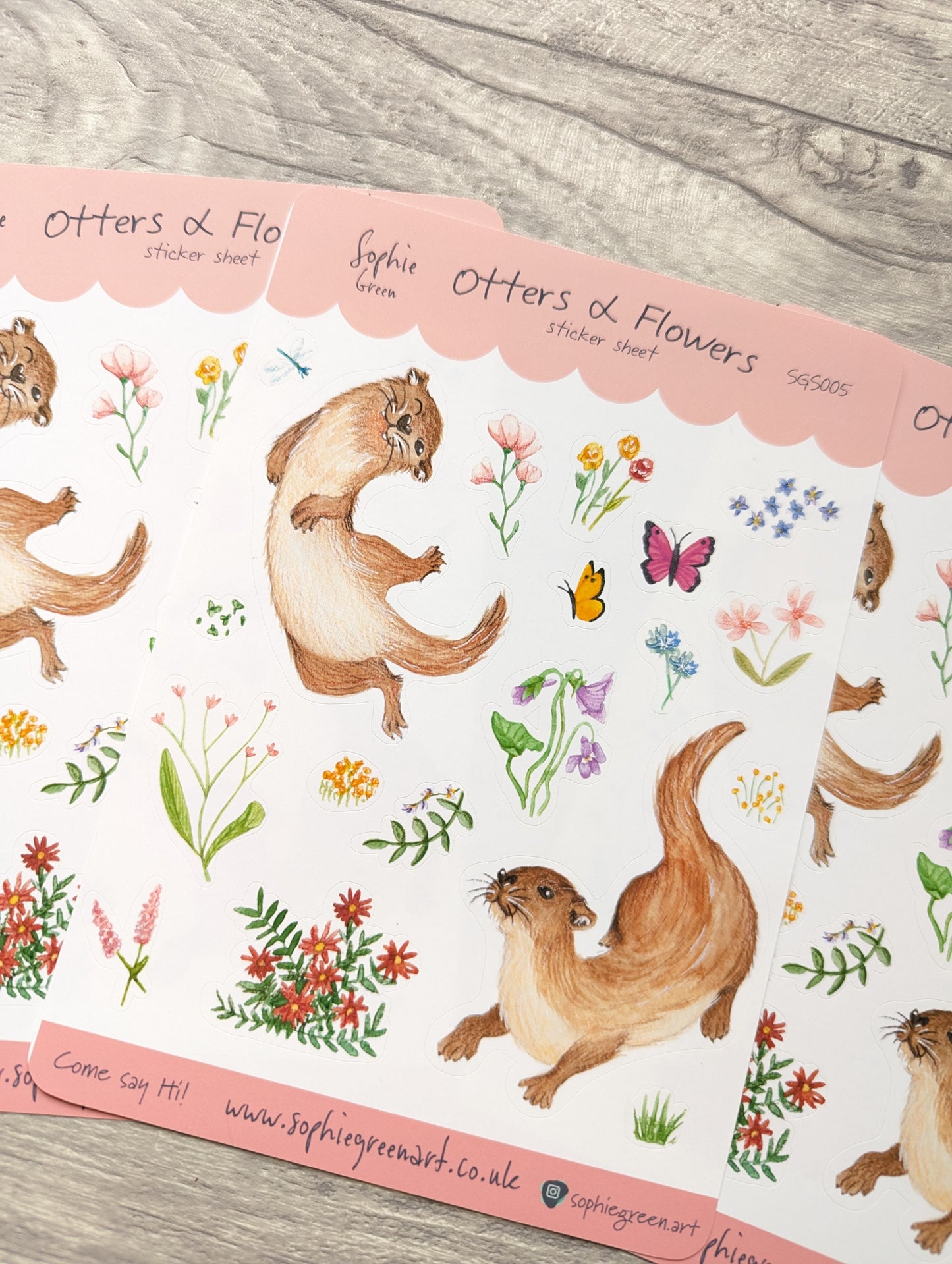 Otters and Flowers - Sticker Sheet