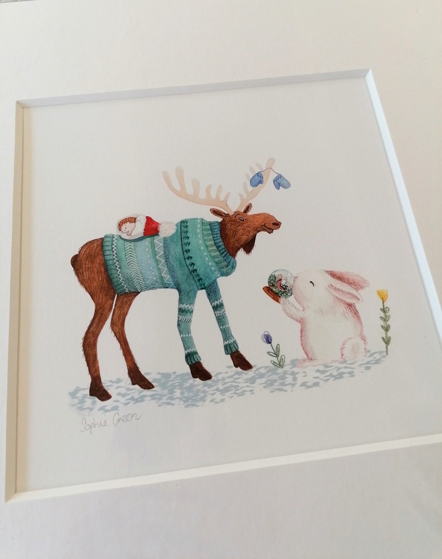 Moose Mittens - Mounted Print