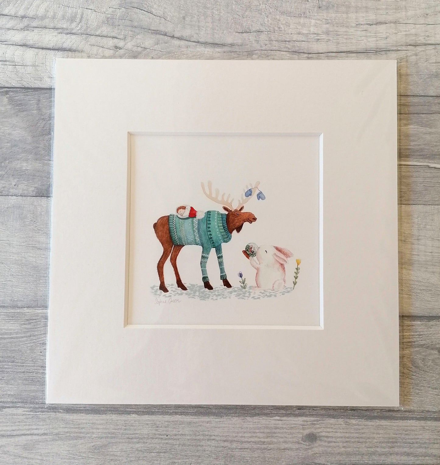 Moose Mittens - Mounted Print