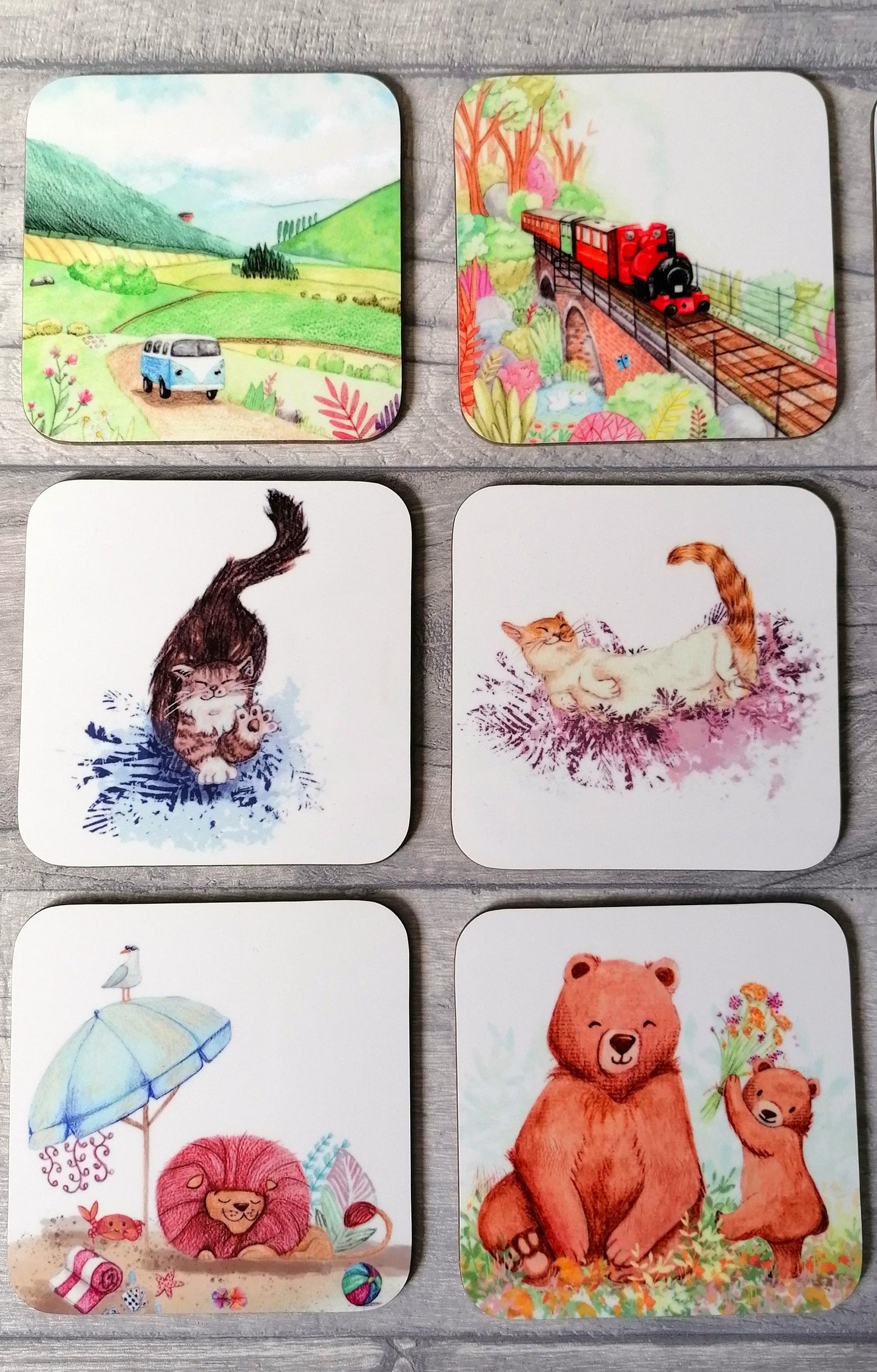 Individual Hardboard Coaster - 12 Designs
