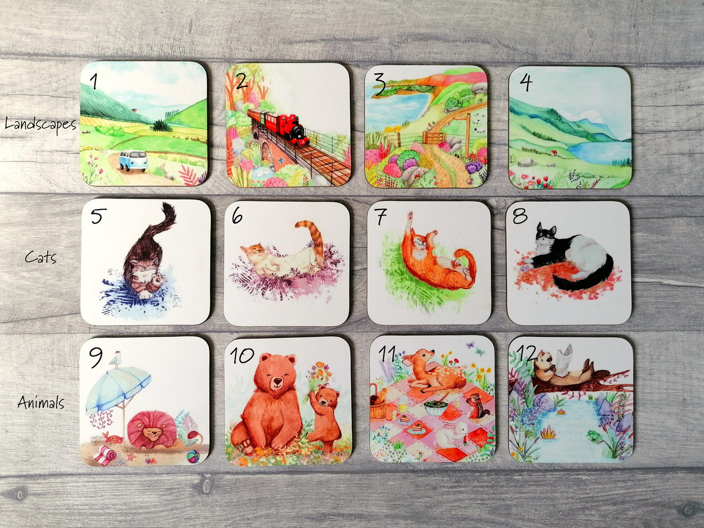 Individual Hardboard Coaster - 12 Designs