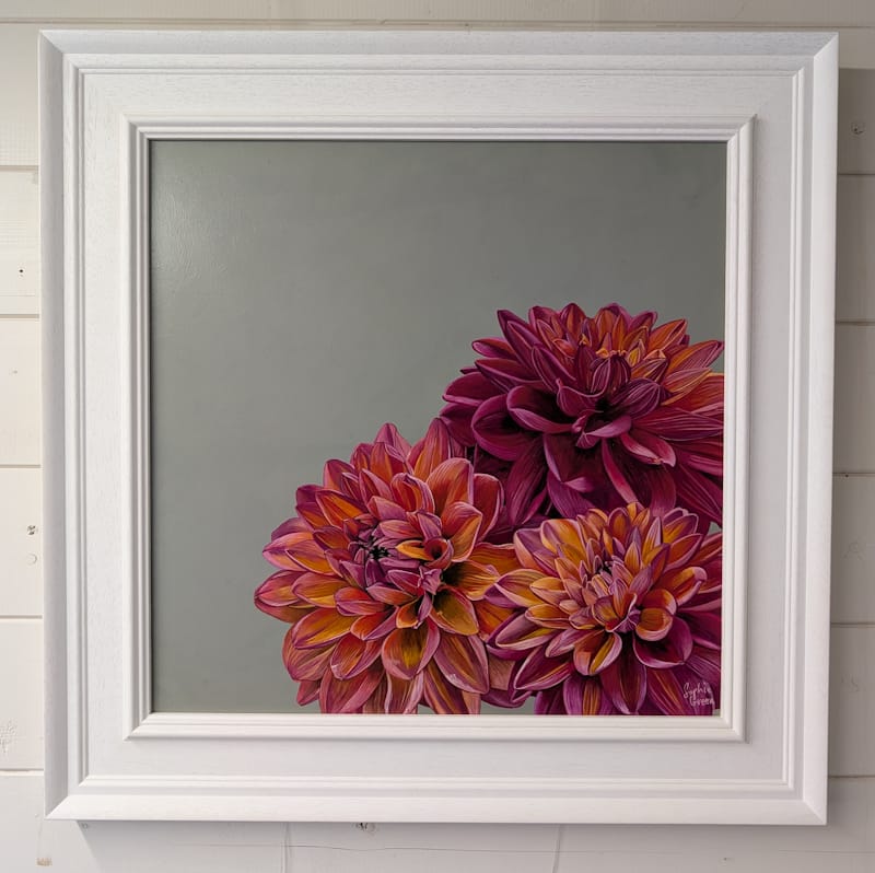 Dahlias - Pigeon - Original Acrylic Artwork
