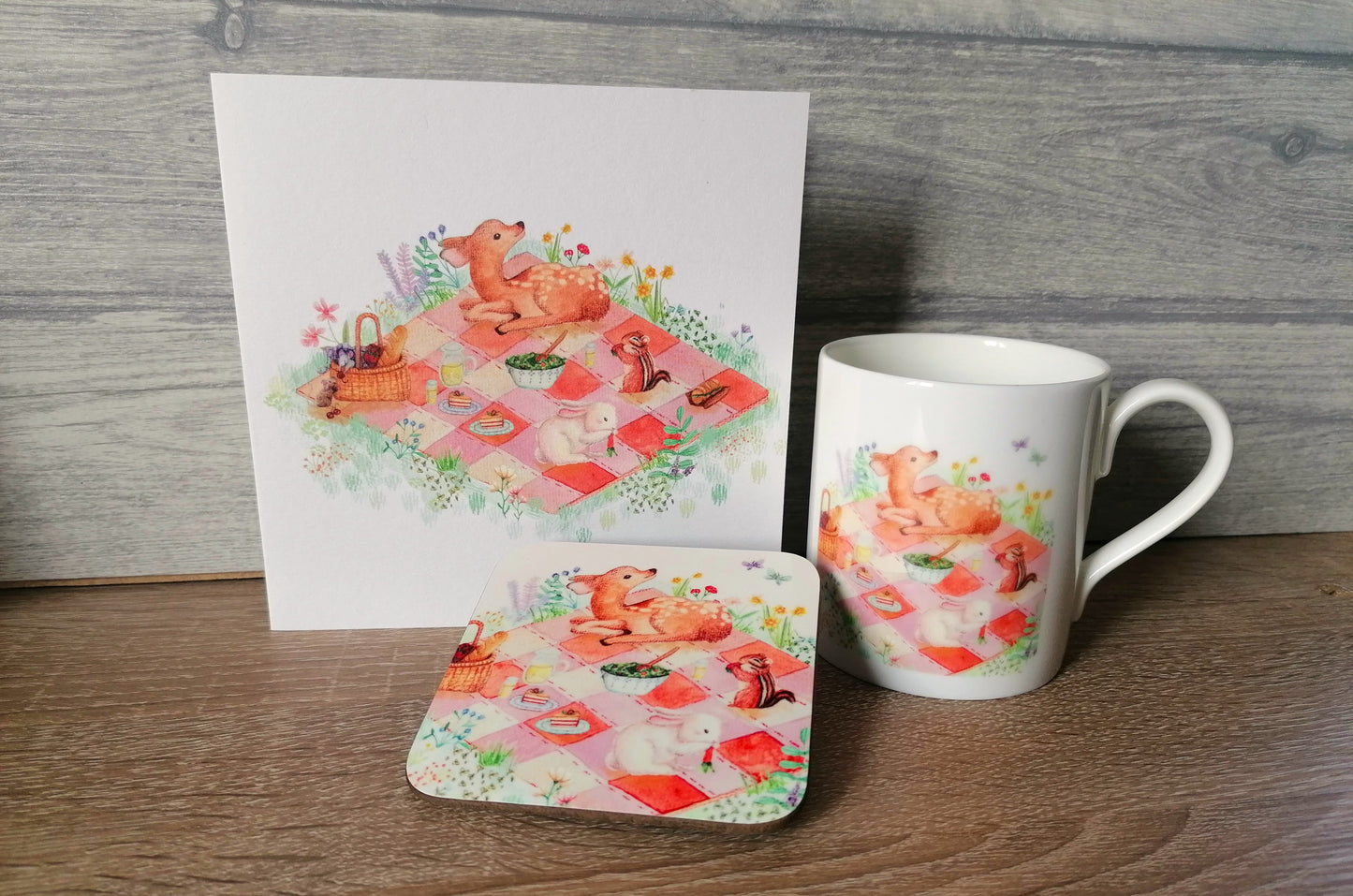 Woodland Picnic - Mug, Coaster and Card Set
