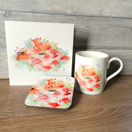 Woodland Picnic - Mug, Coaster and Card Set