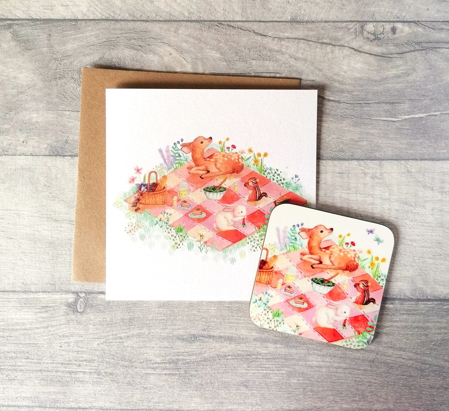 Woodland Picnic - Card and Coaster set