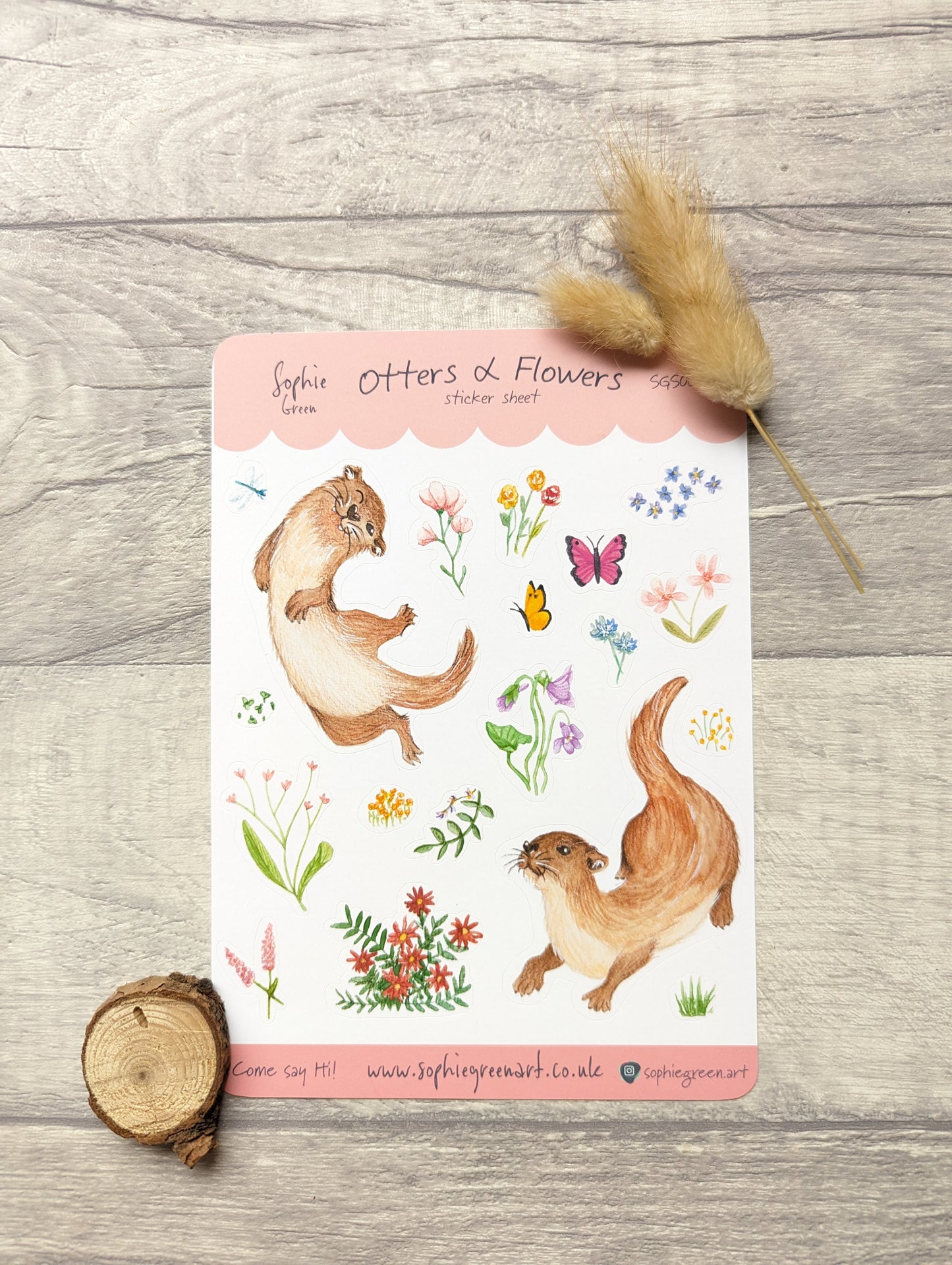 Otters and Flowers - Sticker Sheet