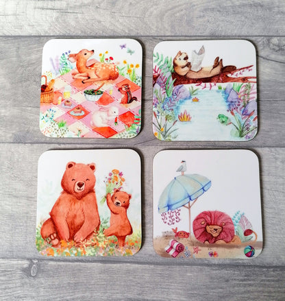 Animals - Set of 4- Hardboard Coasters