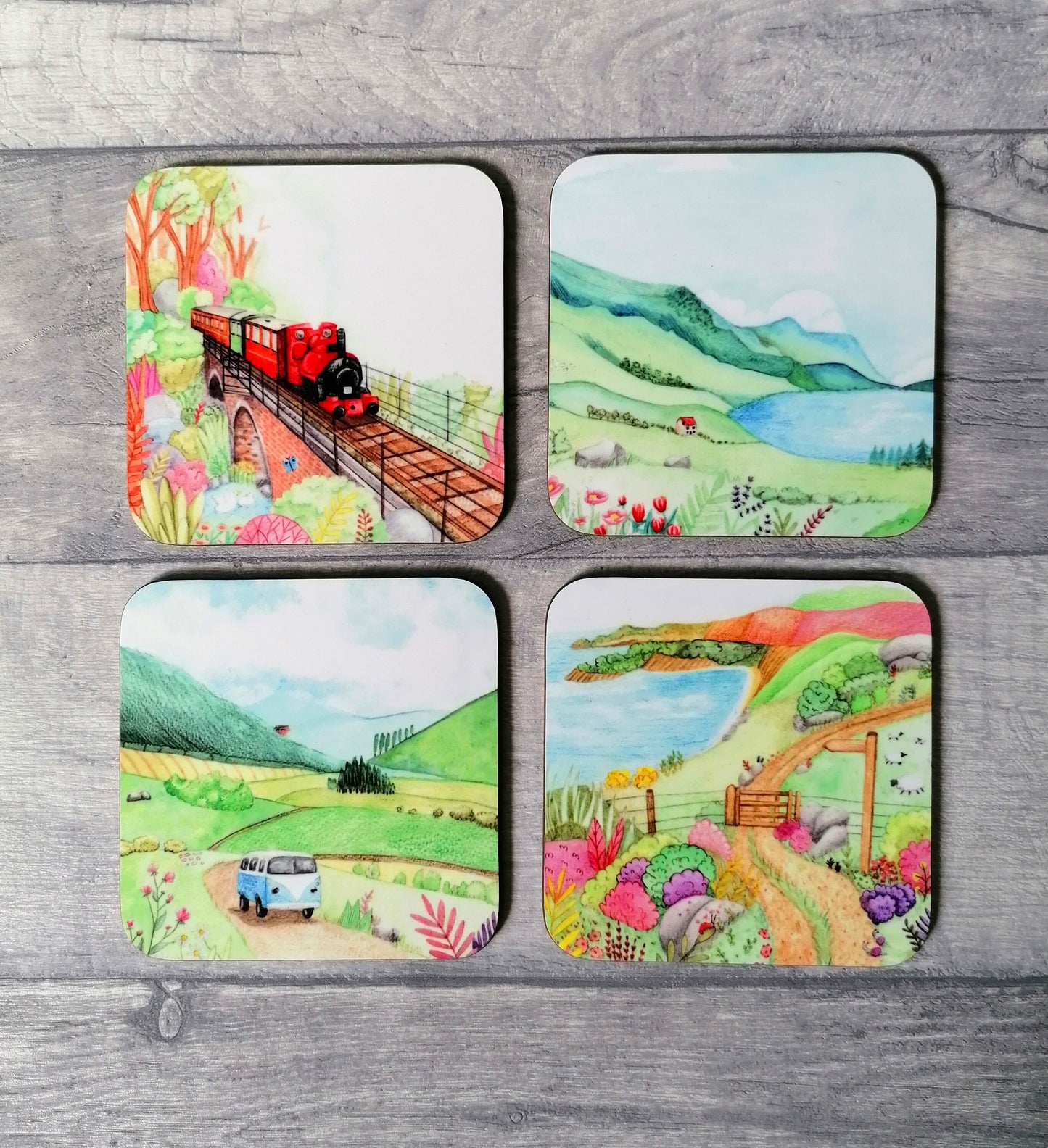 Landscapes - Set of 4- Hardboard Coasters